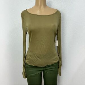 Intimately free people Willow Green Fitted Blouse with Long Sleeves m light wt.